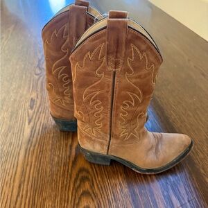 Kids Old West Tan Leather Cowboy Boots